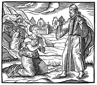 Maria Magdalena ser uppenbarelsen av den uppståndne Jesus Kristus, c1500 av Unbekannt