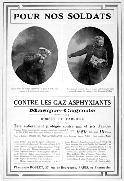 Gasmaskreklam, 1915 av Unbekannt