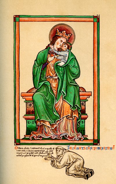 Matthew Paris vid Jungfruns och barnets fötter, 1200-talet, 1892 av Unbekannt