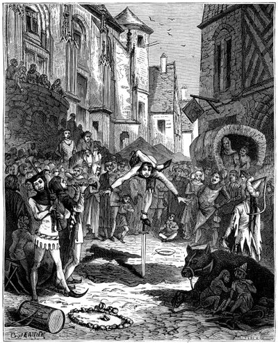 Medeltida akrobat och gatuunderhållning, 1882-1884 av Unbekannt