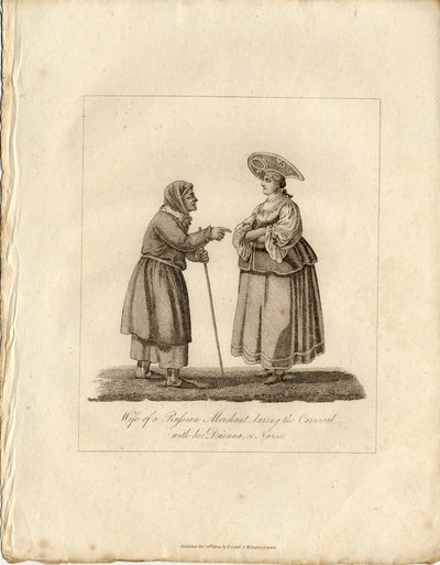 Köpmannens hustru med sjuksköterskan under Fasching, 1833 av Unbekannt