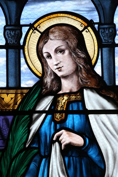 Mezilles kyrka. Fönster i målat glas. Sainte Eliane. Frankrike av Unbekannt