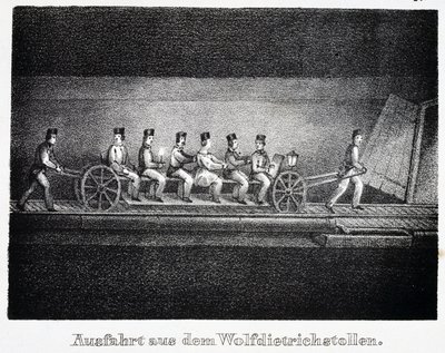 Saltgruva: transport i Wolfdietrich-tunneln, i Durrnberg, Österrike av Unbekannt