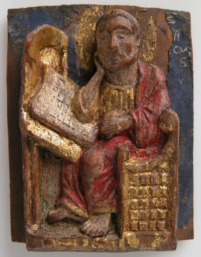 Miniatyrrelief av Sankt Markus vid hans skrivbord, ca. 1200-1225. av Unbekannt