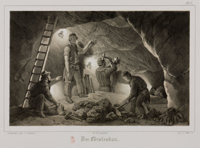 Gruvdrift, Metal Ores Miners, Tyskland, ca 1851 av Unbekannt