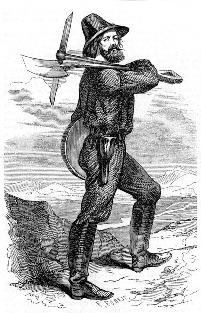 Gruvprospektör i de kaliforniska guldfälten, 1853 av Unbekannt
