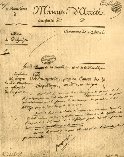 Ministerorder i ämnet La Tour dAuvergne, 15 juli 1803, 1921. av Unbekannt