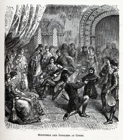 Minstrels och jonglörer vid hovet, 1882 av Unbekannt