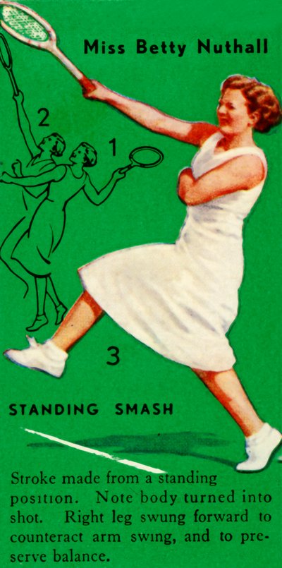 Miss Betty Nuthall - Standing Smash, c1935. av Unbekannt