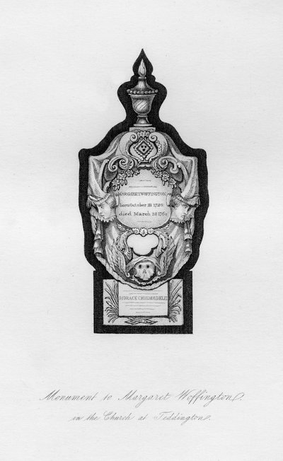 Monument till skådespelerskan Margaret Woffington i Teddington, 1700-talet, 1840 av Unbekannt