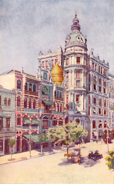 moriska byggnaden och herrarna. Guinles kontor, Avenida Rio Branco, 1914 av Unbekannt