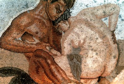 Mosaik av en satyr och nymf, House of Faun, Pompeji, Italien av Unbekannt