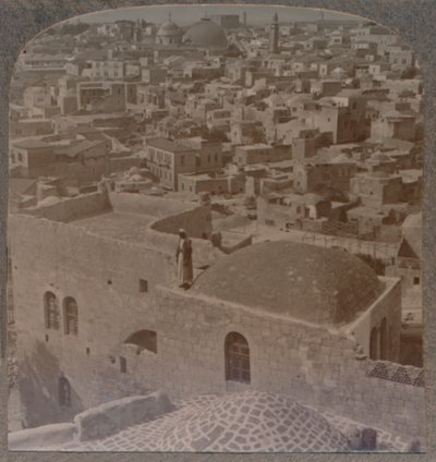 Muslimska kvarteren i Jerusalem, från Engelska skolan, c1900 av Unbekannt