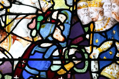 Moulins katedral. Fönster i målat glas. Korståg. Saint Louis och törnekronan, 20160603, Moulins, Europa av Unbekannt