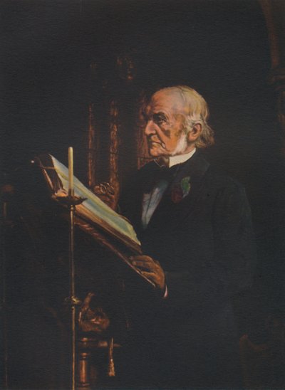 Mr Gladstone läser lektionen i Hawarden Church, ca 1890-talet, 1941 av Unbekannt