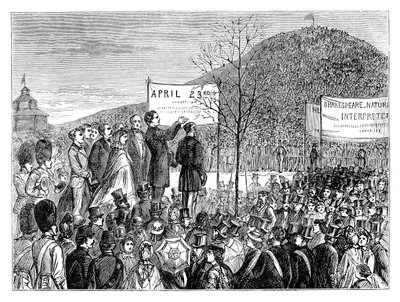 Mr Phelps planterar Shakespeares Oak på Primrose Hill, London, 1864 sent 1800-tal av Unbekannt