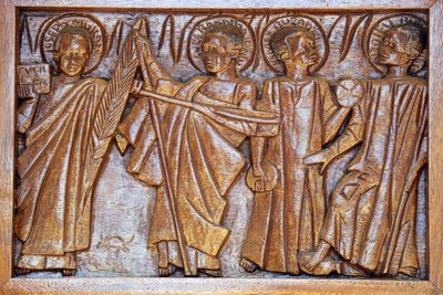 Namugongo katolska martyrs helgedom, Kampala. Kyrkdörrsrelief, 20160217, Kampala, Uganda av Unbekannt
