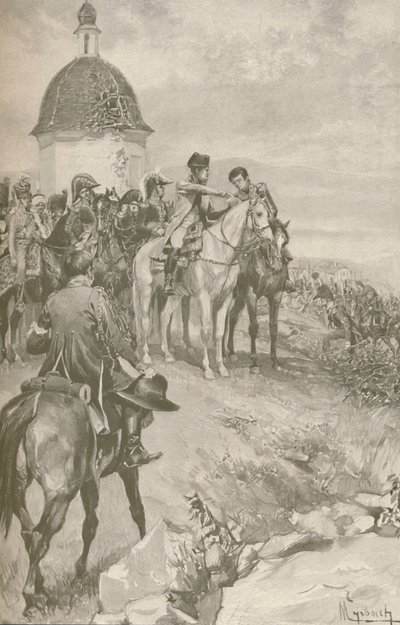 Napoleon och hans stab i Austerlitz, 1896 av Unbekannt