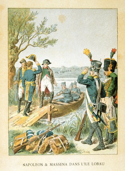 Napoleon och Massena på ön Lobau, maj 1809, 1800-talet av Unbekannt