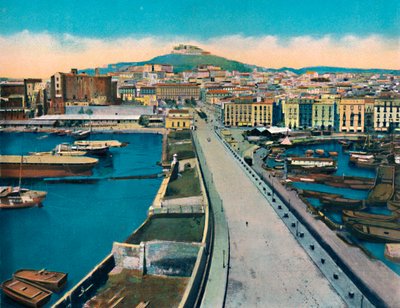 Neapel - Via Molo Col Castel S. Elmo, c1900. av Unbekannt