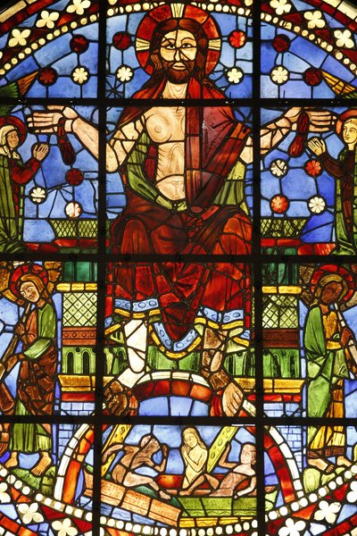 Nationalmuseet för franska monument. Forntida kyrka av Cordeliers, Chateauroux. Målat glasfönster av den sista domen, Paris, Frankrike av Unbekannt