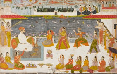 Nawab och damer tittar på en nautch på en terrass, 1760 av Unbekannt