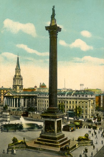 Nelsons Column and Trafalgar Square, London, c1910. av Unbekannt