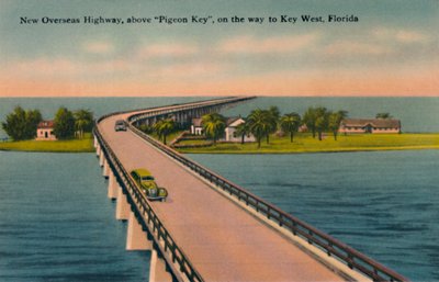 New Overseas Highway, ovanför Pigeon Key, till Key West, Florida, c1940-talet av Unbekannt