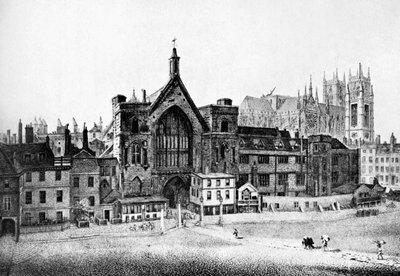 New Palace Yard, Westminster, på 1700-talet, c1905 av Unbekannt