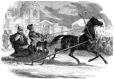 Nicholas I 1796-1855, kejsare av Ryssland, i hans droshky, St Petersburg, 1853 av Unbekannt