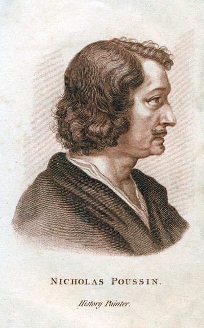 Nicolas Poussin, fransk klassisk målare, c1800-talet av Unbekannt