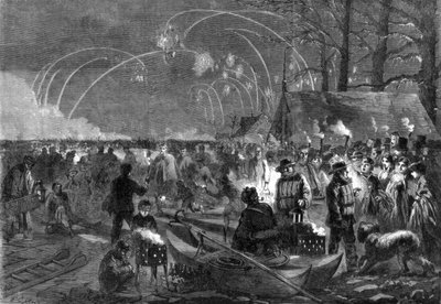 Nattscen på Serpentine, London, 1800-talet av Unbekannt