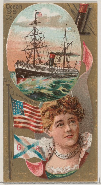 Ocean Steamship Company, från Ocean and River Steamers-serien N83 för Duke brand cig..., 1887. av Unbekannt