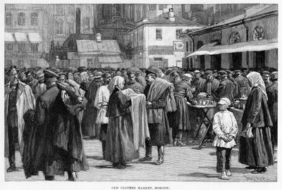 Gammal klädmarknad, Moskva, 1800-talet av Unbekannt