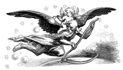 Old Father Time med sin lie, bärande på det nya året, 1870 av Unbekannt