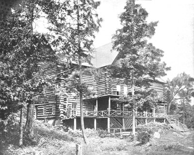 Old Log Cabin, Lake Placid, Adirondacks, delstaten New York, USA, c1900. av Unbekannt