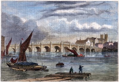 Old Westminster Bridge 1754, 1800-talet av Unbekannt