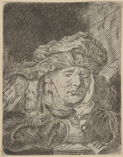 Old Woman Sleeping copy.n.d. av Unbekannt