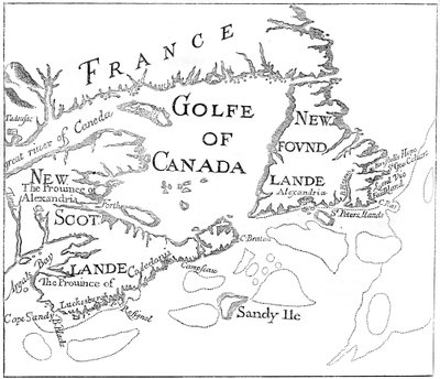 Gammal karta över Acadia, 1600-talet c1880 av Unbekannt