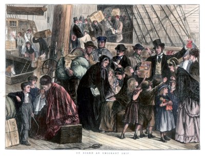 Ombord på emigrantskeppet, 1871 av Unbekannt