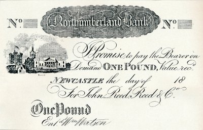 One Pound Note Executed for Northumberland Bank, c1820 av Unbekannt