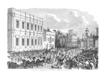 Öppnande av parlamentet - The Royal Procession Passing Whitehall., 1854 av Unbekannt