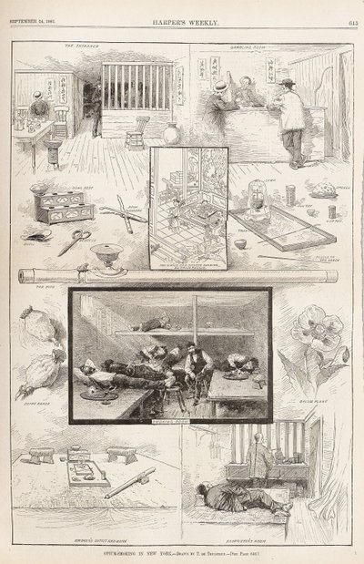 Opiumrökning i New York från Harpers Weekly, 24 september 1881, 1881 av Unbekannt