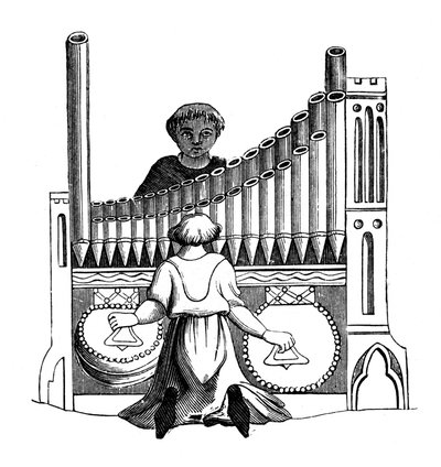 Orgel med ett enda tangentbord, 1300-talet, 1870 av Unbekannt