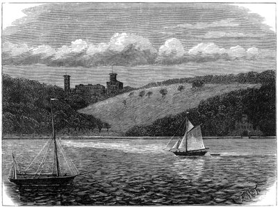 Osborne House, Isle of Wight, sett från havet, sent 1800-tal av Unbekannt