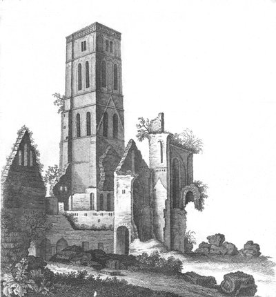 Osney Abbey nära Oxford, sent 1700-tidigt 1800-tal av Unbekannt