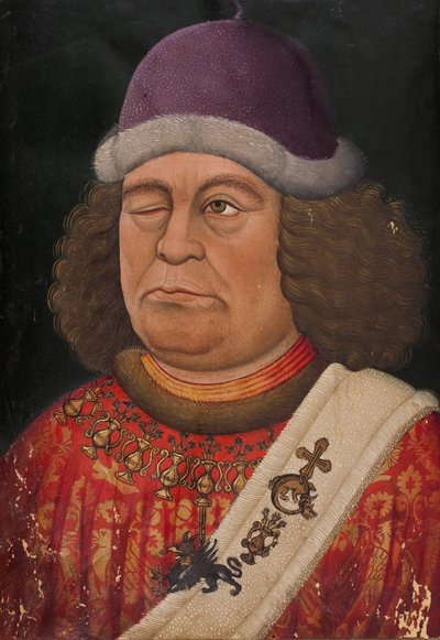 Oswald von Selva. Frontispice till Song Manuscript B, ca 1432. av Unbekannt