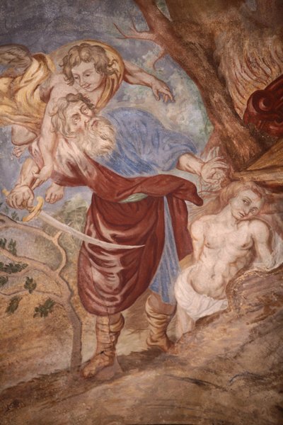 Our Lady of Assumption kyrka. Abraham offrar sin son Cordon France av Unbekannt