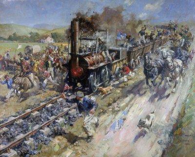Öppnande av den första offentliga linjen av Stockton och Darlington Railway av Unbekannt