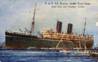 P. & O. S.S. Ranchi, 16 600 Tons Brutto, India Mail and Passenger Service, 1934. av Unbekannt